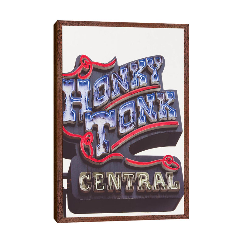 Nashville Neon Ii by Ann Hudec - Print on Canvas, Classic Brown Wood Framed, 66.04cm H x 45.72cm W x 3.81cm D