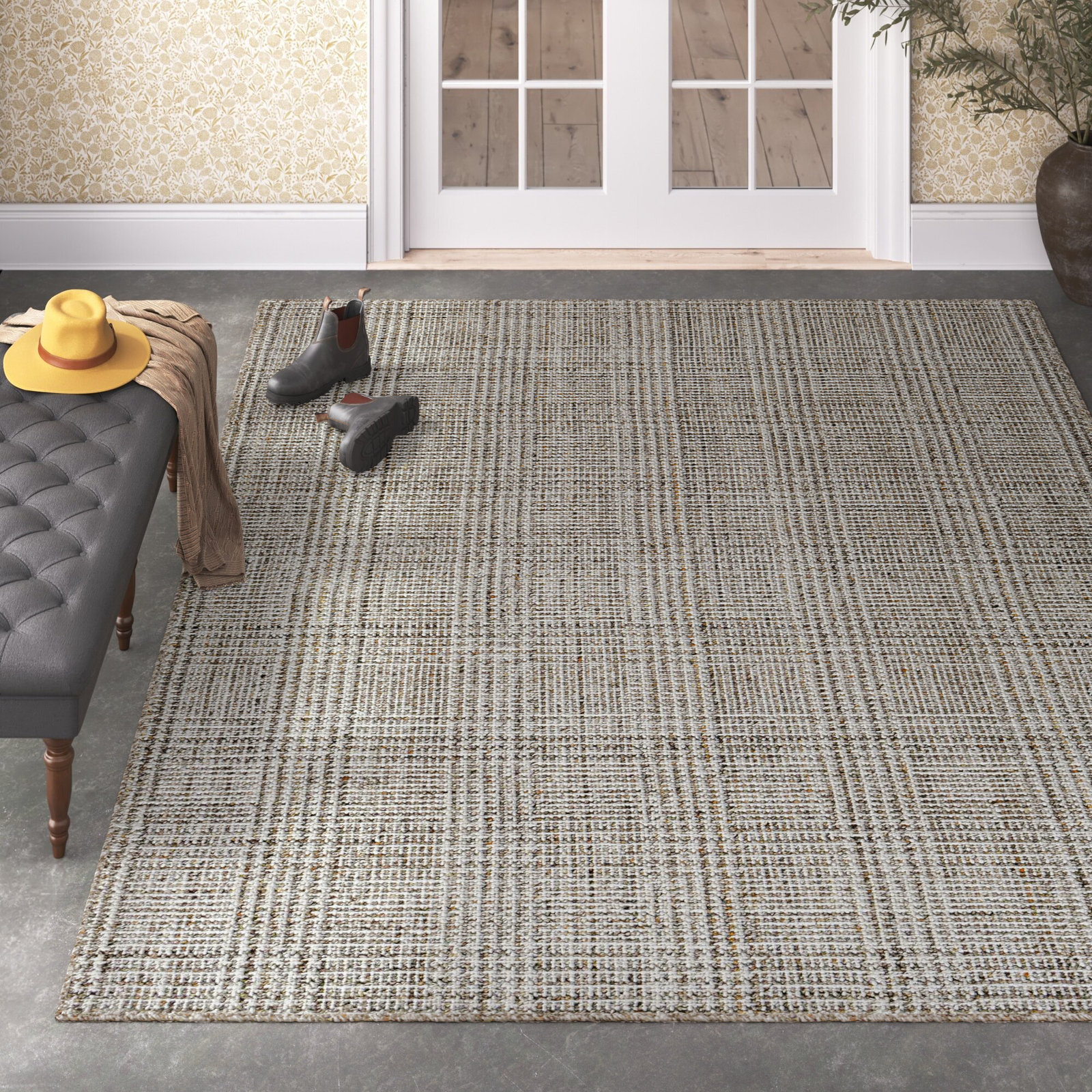 Gadi Hand-Woven Geometric Outdoor Rug, Rectangle 5' x 7'6"