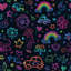 Papier peint tableau noir foncé Neon Doodles-922301138