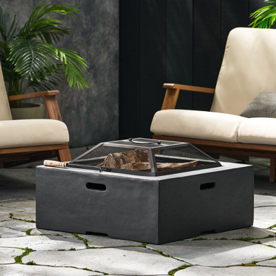 Foyer carré 29 po avec option de combustion au bois - oxyde de magnésium gris foncé, espace de loisirs extérieur, P 29,09 po x l 17,17 po, amusement de 53,43 lb