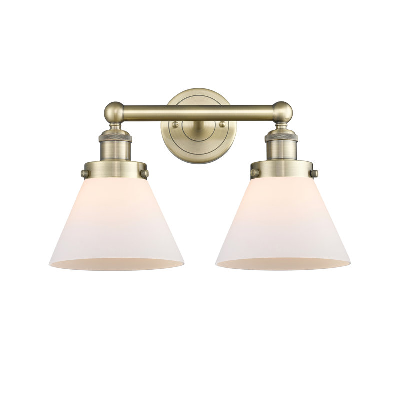 Éclairage pour meuble-lavabo à 2 lumières à intensité variable, Laiton antique, Blanc mat