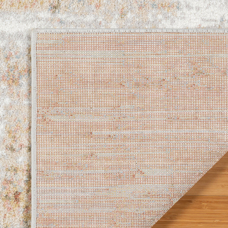Gretchen Cheema Modern Abstract Orange Gray Ivory Livingroom Dining Bedroom Polypropylene Indoor Area Rug