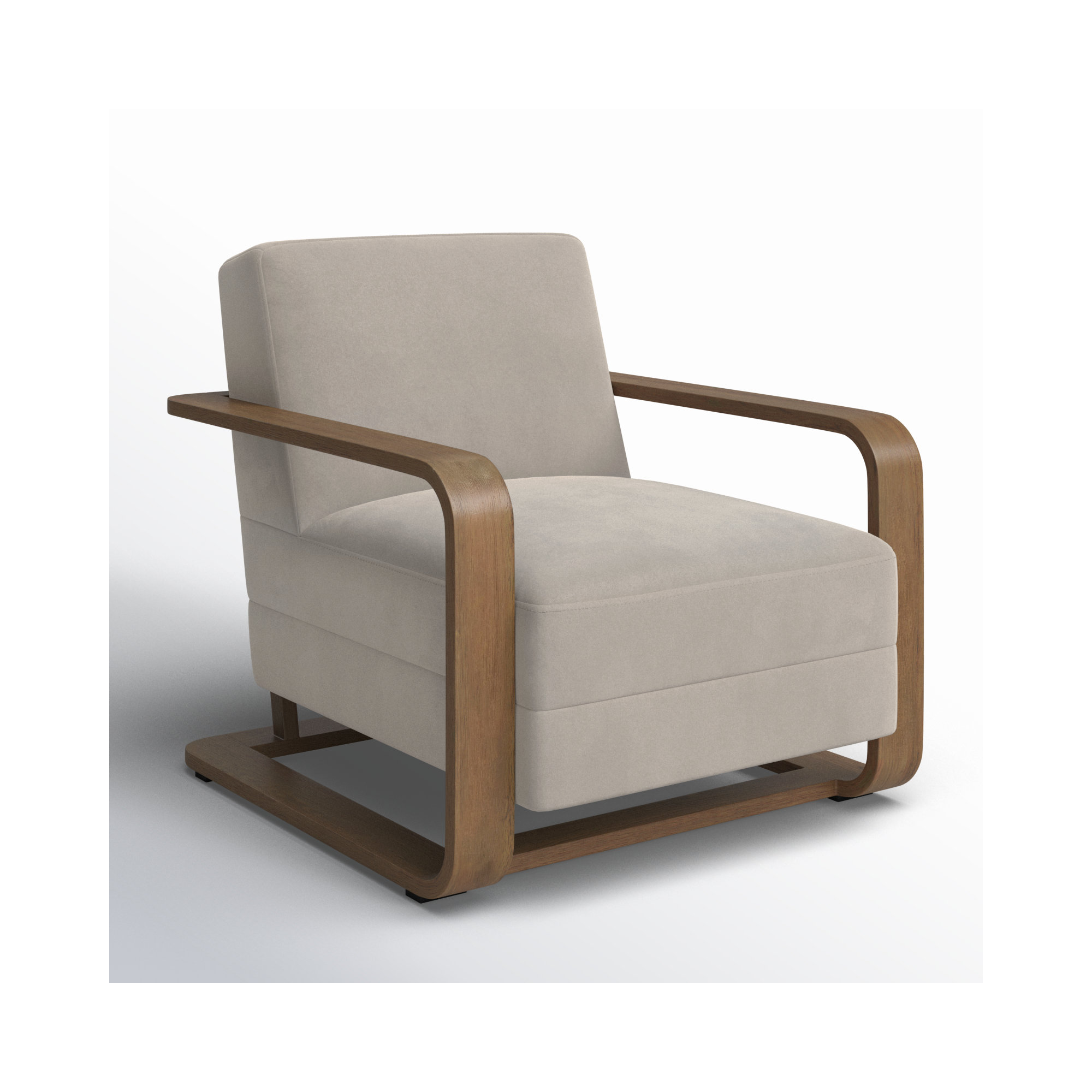 Moni Wood Frame Accent Chair, Gray Velvet