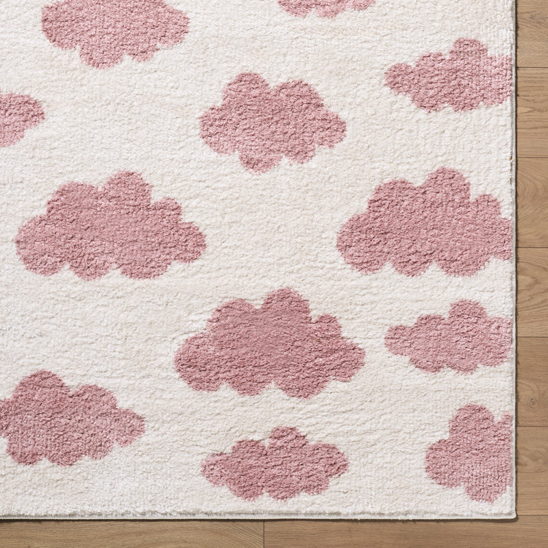 Moroccan Area Rug, Ivory/Rose, Rectangle 200 x 275 cm