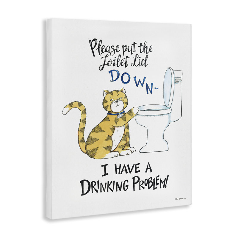 "Drôle de chat et de toilette" par Deb Strain, H 48 po x l 36 po