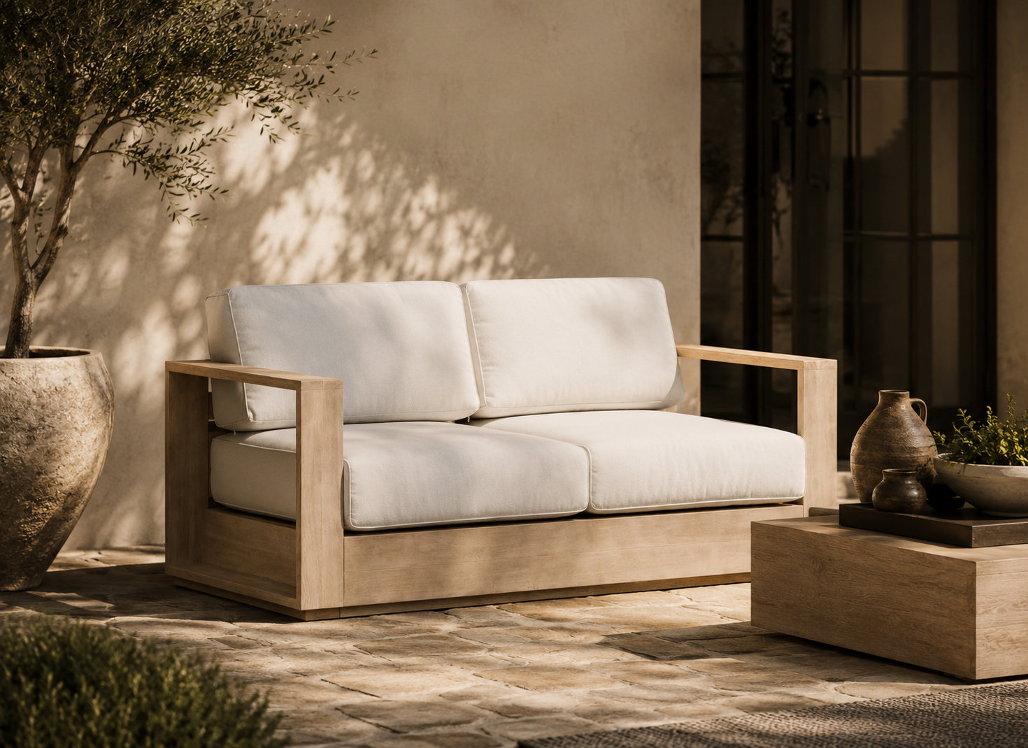 Harbor 65" Acacia Patio Loveseat, Teak