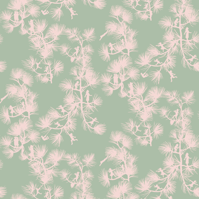 Fairy Forest Baby 10' L x 25" W Peel and Stick Wallpaper Panel, Celadon