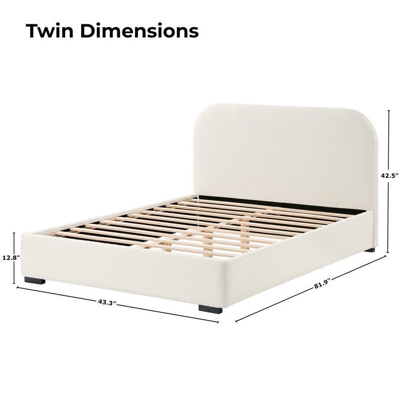 Reigen Boucle Platform Bed, Twin, White