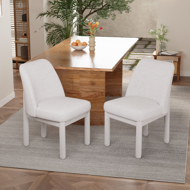 Chaise de salle à manger en chenille de 21,5 po de largeur, chaises de cuisine modernes avec pieds en bois, Beige