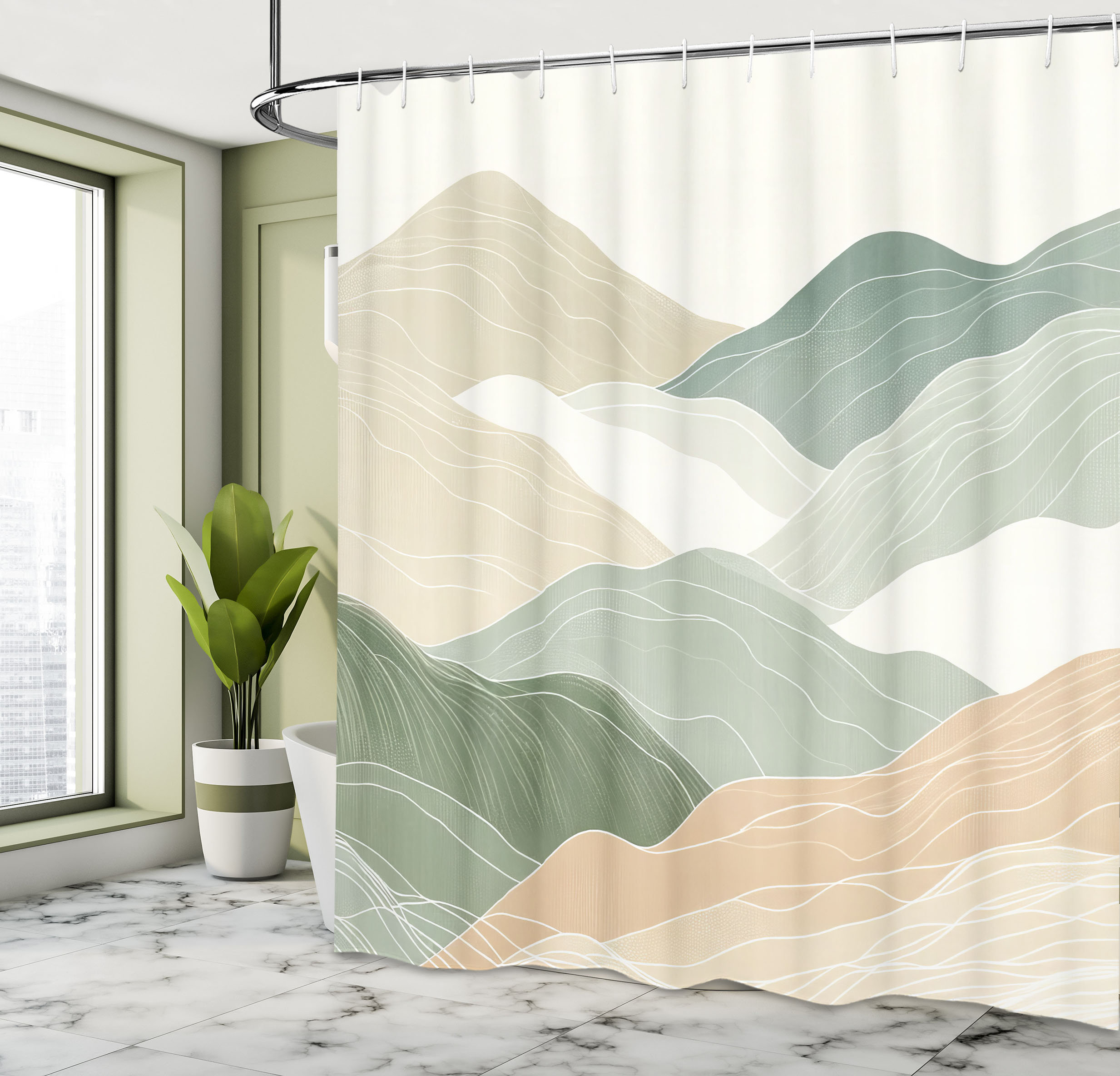 Shower Curtain Mountains Landscape