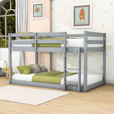 Halvor Twin Over Twin Size Wood Bunk Bed with Ladder by Harriet Bee