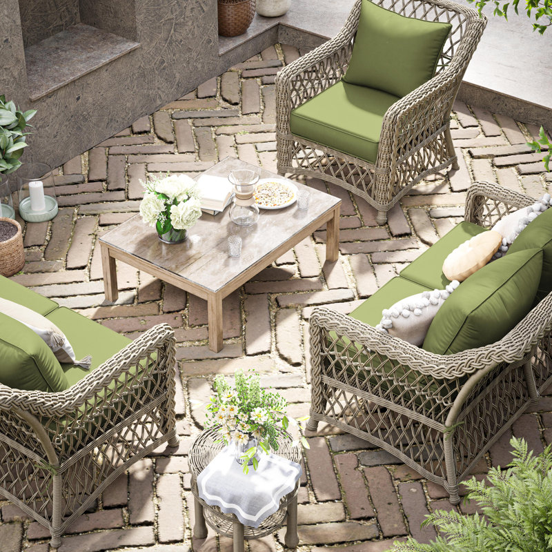 Outdoor Deep Seating Cushion Set Indoor And Outdoor Seat / Back Cushion, Available In 4 Sizes, 19" H x 19" W, Light Green