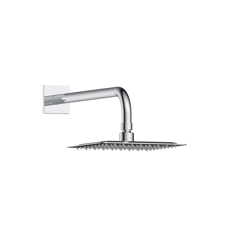 Bras de douche 8 po Verano avec tête de pluie carrée en chrome poli, Chrome