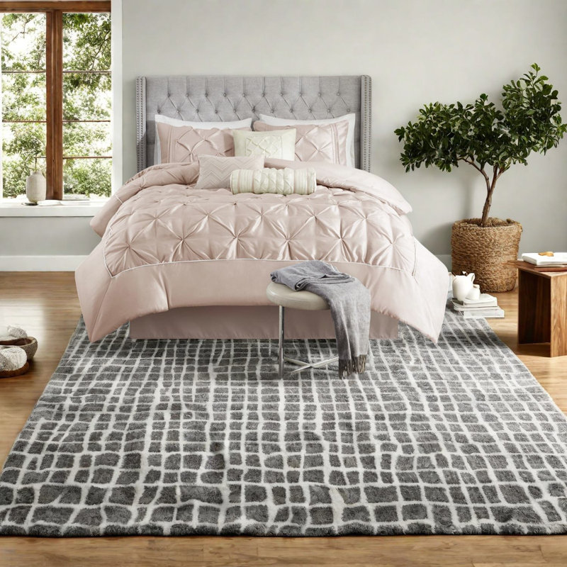 Elegant Blush King Bedding Set, Polyester Fabric For Home Decor