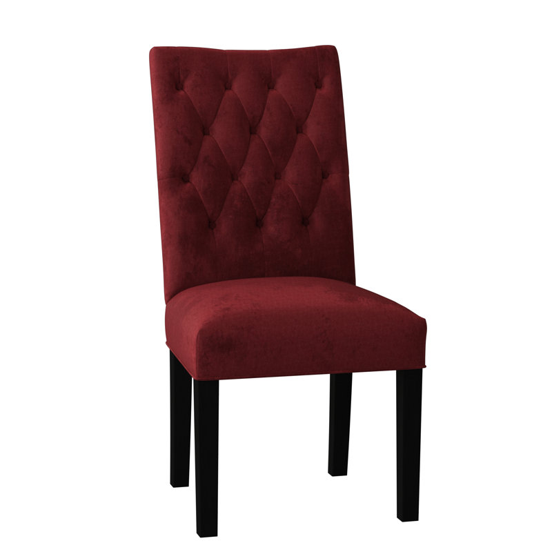 Chaise parsons capitonnée de 17 po de large Lucy, Velours performance Bella Berry, Noir