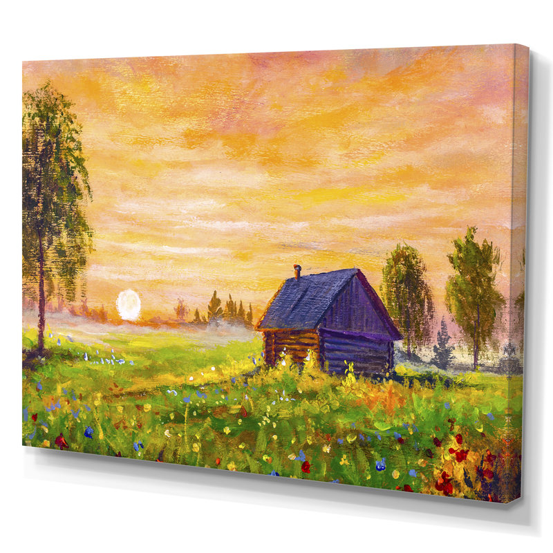 «Sunset Over Farmhouse Field II», reproduction encadrée sur toile, H 8 po x l 12 po x P 1 po, Toile tendue