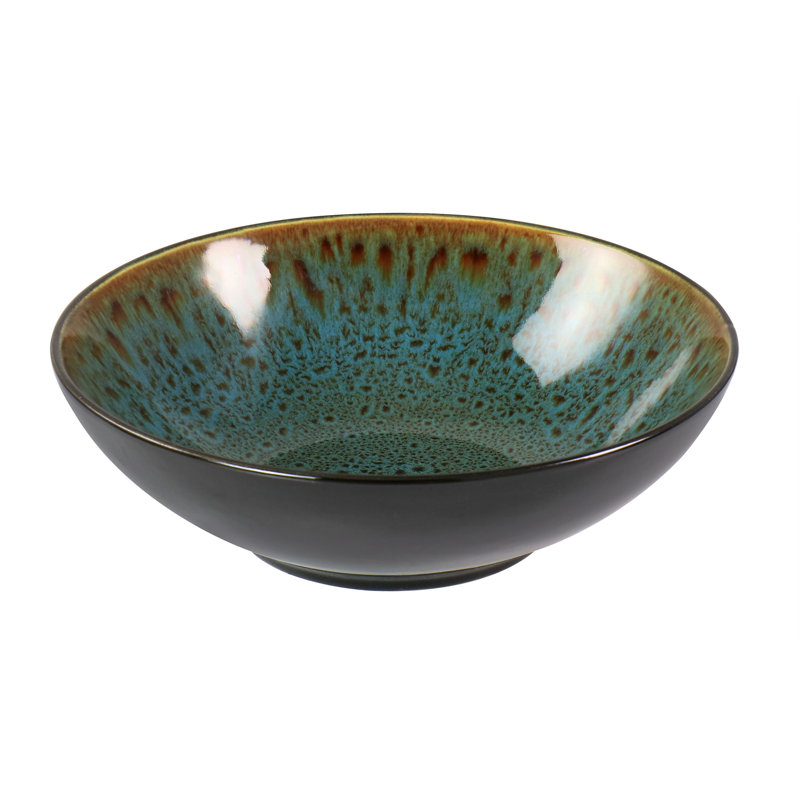 Kyoto Teal and Bronze Reactive Glaze Ceramic Dinnerware Set, Service for 4
