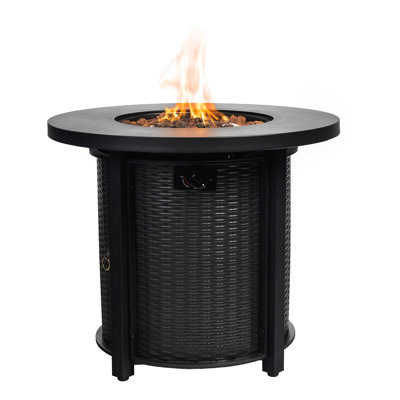 40000Btu Propane Fire Table, 30Inch, Flame Adjustable Rocks 30Inch Table With Lid, 40000Btu, Garden