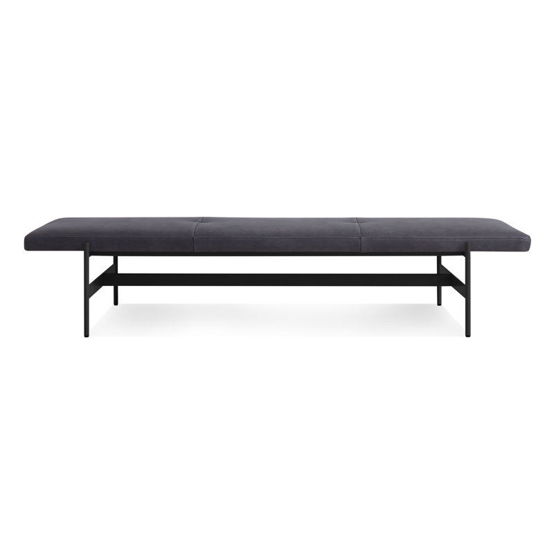 Daybench Leather Dining Bench, Ink Genuine Leather, Oblivion, 14" H x 75" W x 24" D