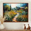 Maison de campagne à côté d'une rivière fleurie - art mural paysage-810336589-810336587