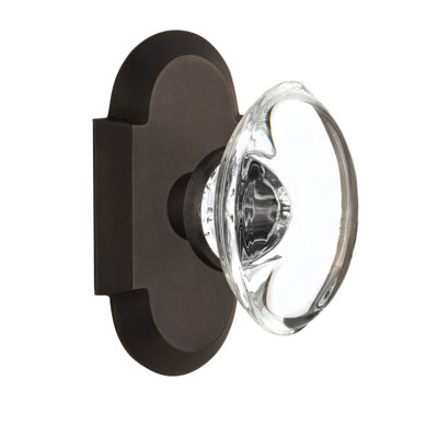 Cottage Plate with Oval Clear Crystal Door Knob