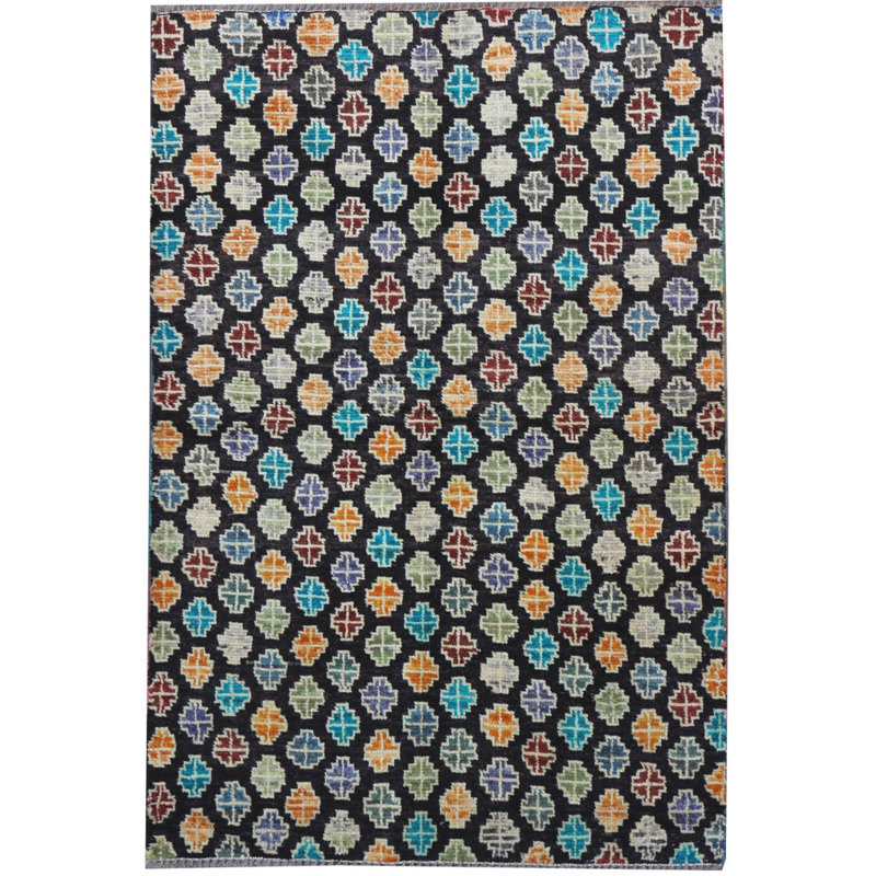 Geometric Hand Knotted Area Rug, Rectangle 120 x 180cm