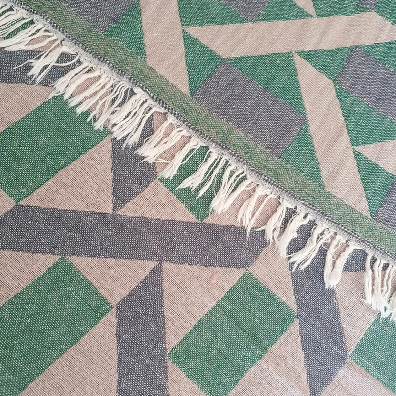 Batholo Jacquard Throw Blanket, Bottle Green