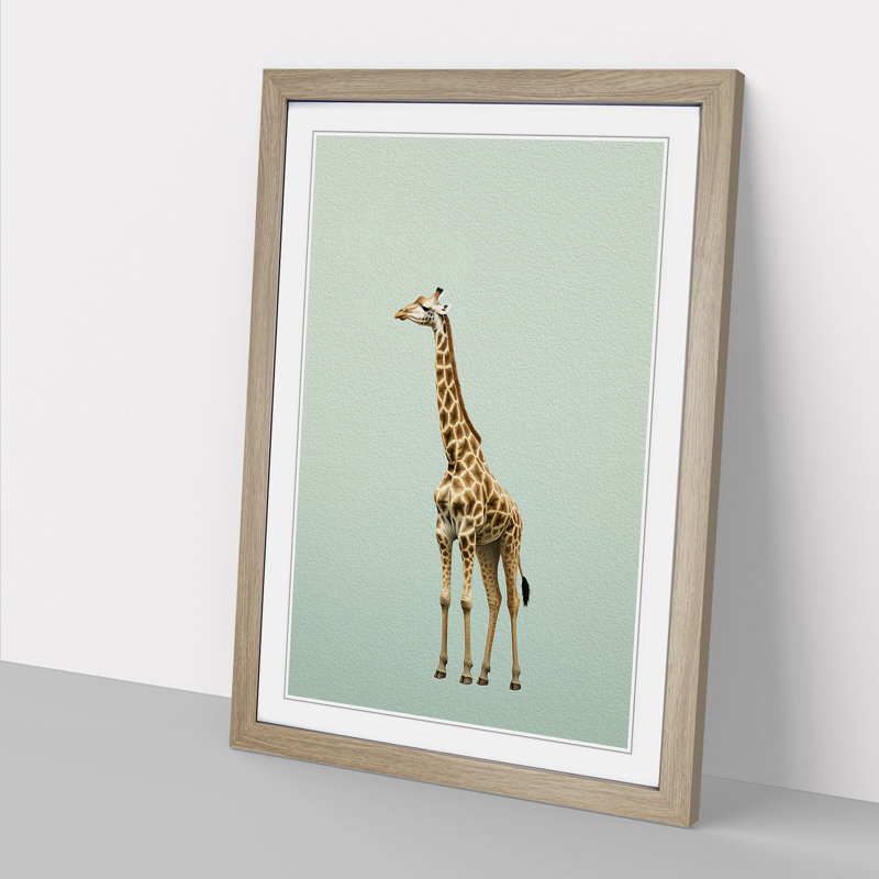 Giraffe Minimalism No.2 - Framed Print, 34cm H x 25cm W x 2cm D, Oak