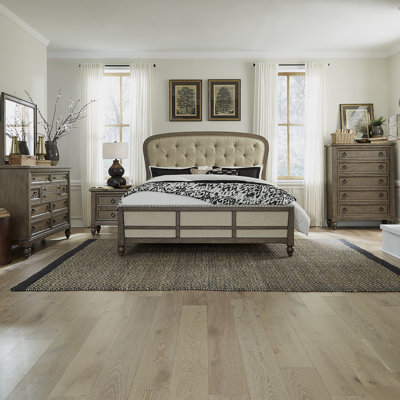 Aisja Queen Shelter Bed, Dresser & Mirror, Chest, Nightstand Bedroom Set