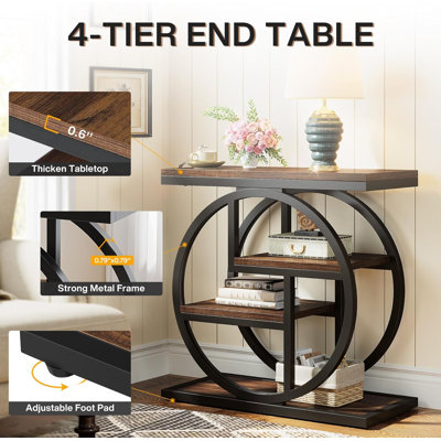 4-Tier Narrow End Table with Storage Shelves