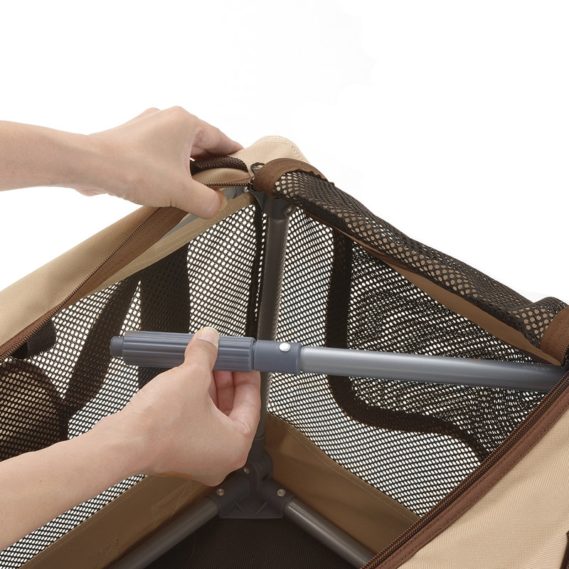 Medium Beige and Brown Foldable Travel Pet Crate