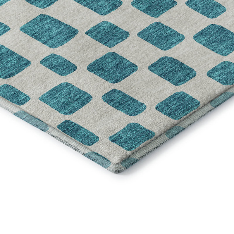 Premium Machine Washable Prisco Teal Rug, Rectangle 10' x 14'