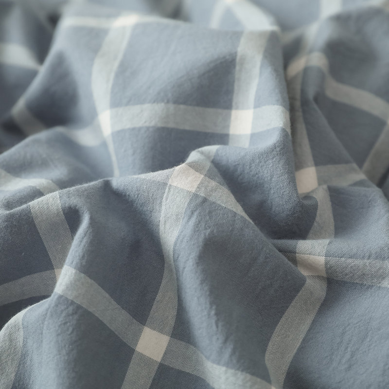 Muti-Color Modern Buffalo Washed Cotton Plaid Duvet Set, Plaid 5, Twin Duvet Cover + 2 Standard Pillowcases