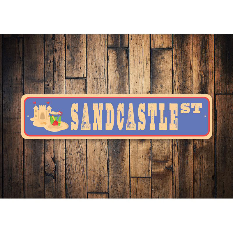 Plaque en aluminium Sandcastle Street, H 6 po x l 24 po x P 0,06 po