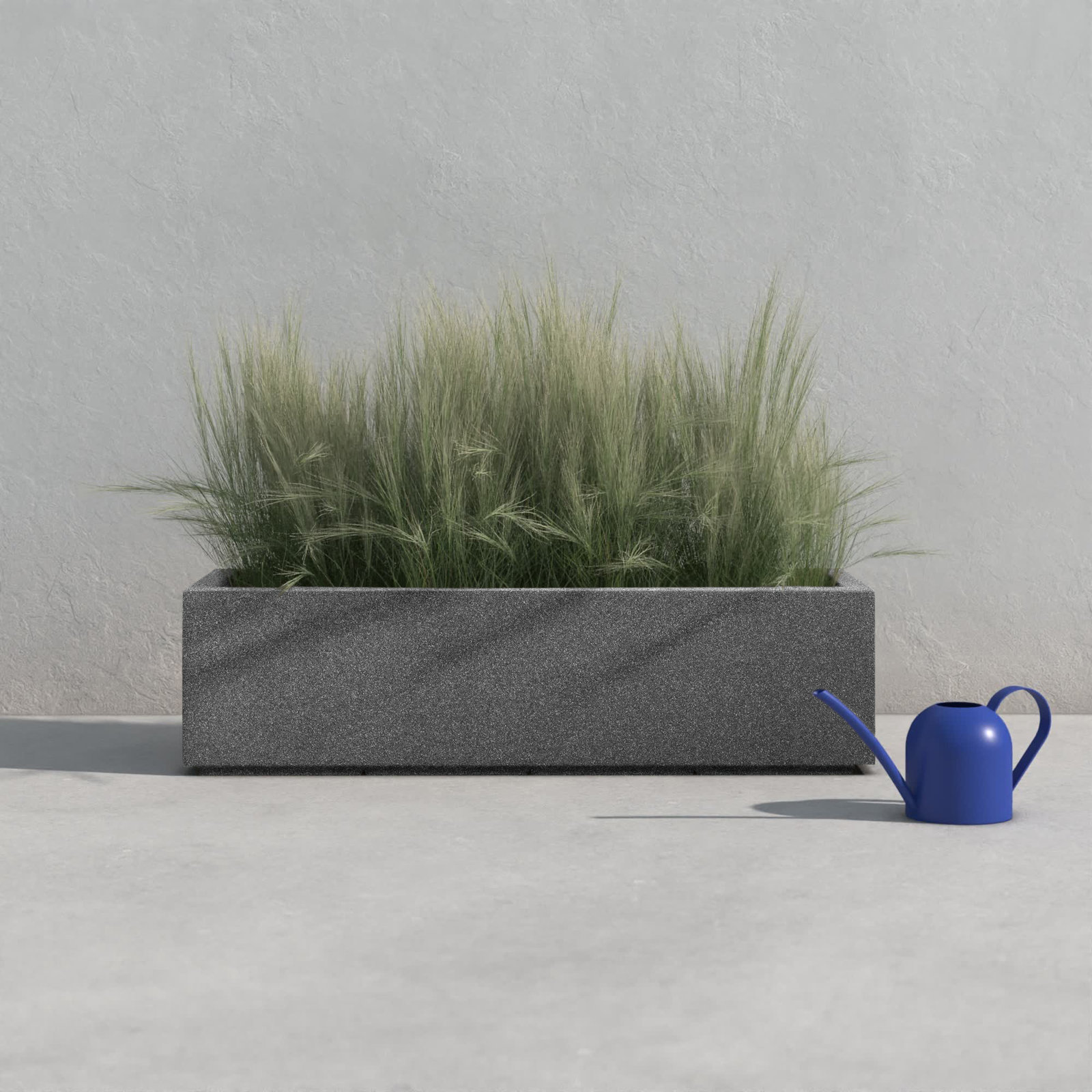 Gita 46" Planter Box, Gray Granite, 12"H x 46"W x 17"D