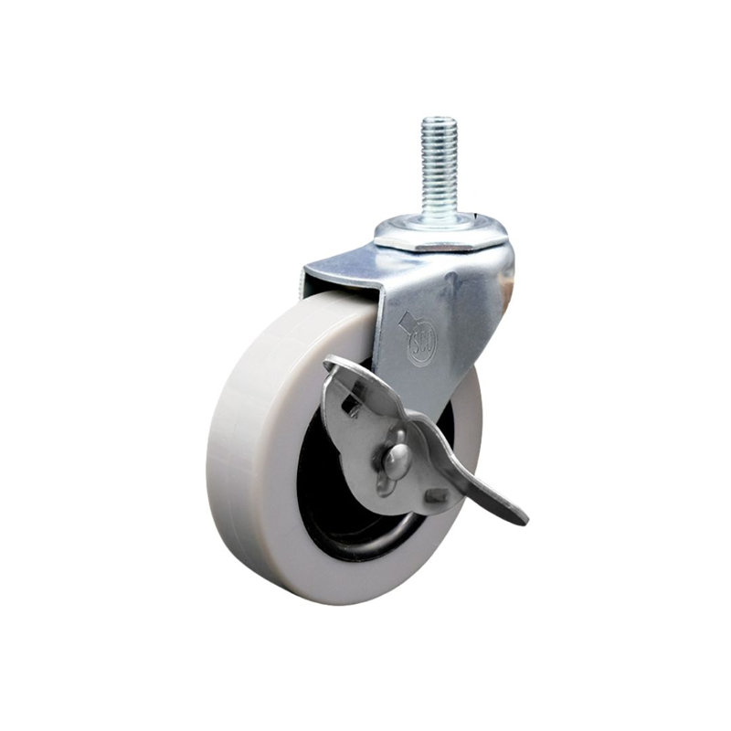 Roue de 3 pouces avec roulette en caoutchouc 10 mm avec frein SCC