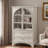 Glass Door Display Case Storage Cabinet With 2 Drawers And Adjustable Shelves-607877813