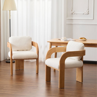 Ensemble de 2 chaises de salle à manger avec dossier coussiné, structure en bois massif