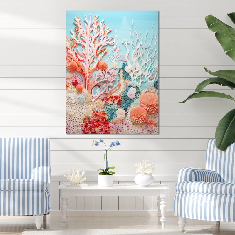 «Coral Reef Barrier Impression I», reproduction sur toile, H 32 po x l 16 po x P 1 po, Toile tendue