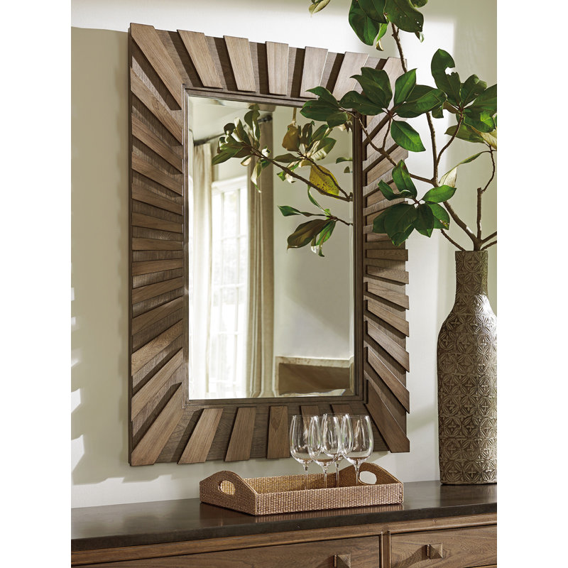 Transitional Hattaras Gray Driftwood Sunburst Rectangular Mirror