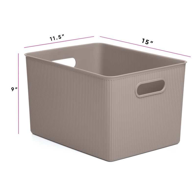 Storage Bin with Matching Lid, Taupe