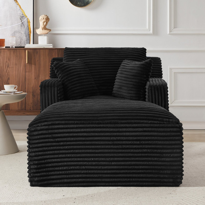 Canapé inclinable 65,4 po Corduroy, Noir