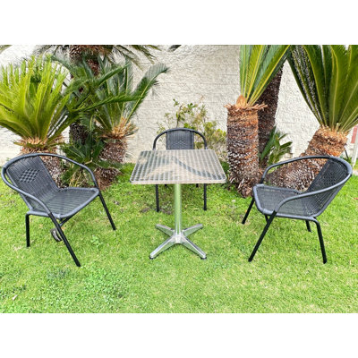 Hundo 3 - Person Patio Dining Set with Square Table