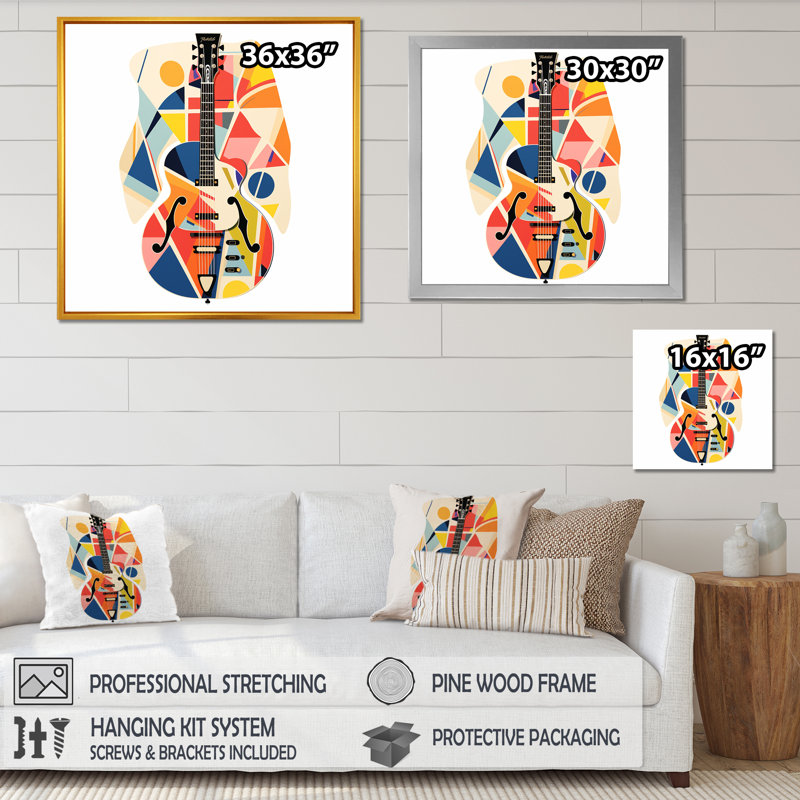 Funky Guite Muse - fruits, art mural, Cadre flottant doré, H 16 po x l 16 po x P 1 po