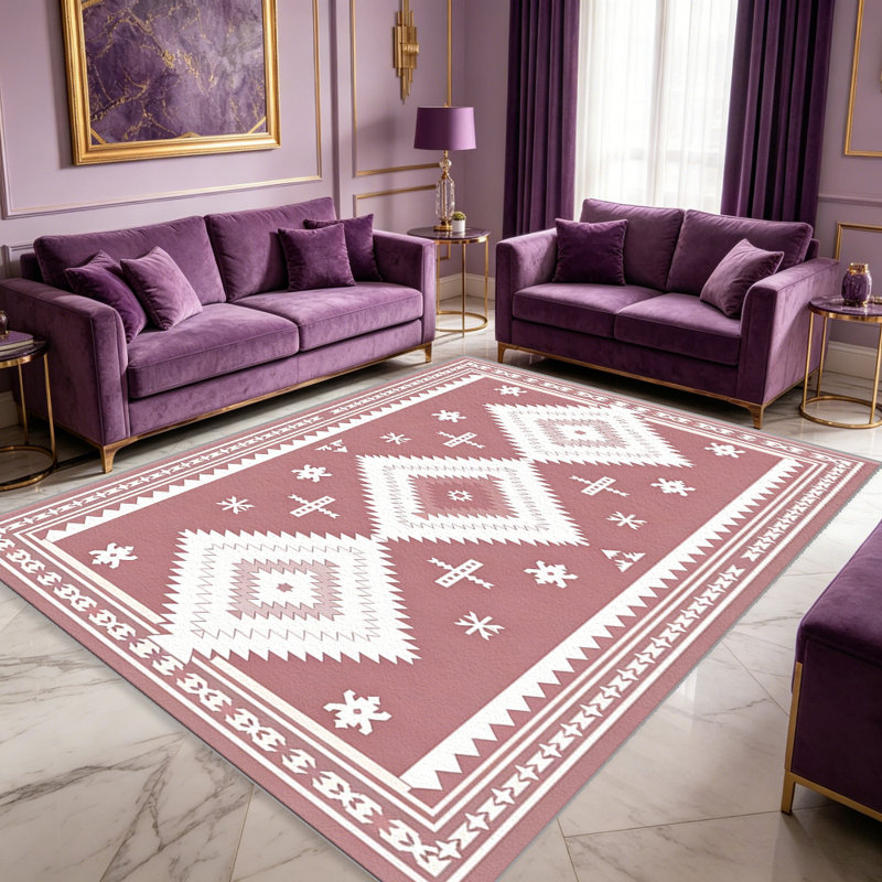 Blush Three Diamond Rug carpet-easy to clean, machine-washable, soft and comfortable; suitable for door mats, kitchens, living rooms, bedrooms, corridors, and laundry areas. Easy to clean, durable carpet for home decoration.