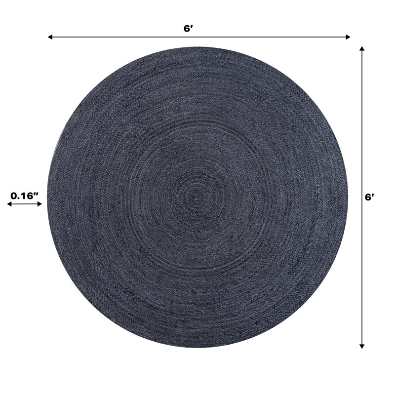 Tapis bleu marine en jute tressé Zara, Rond 6 pi