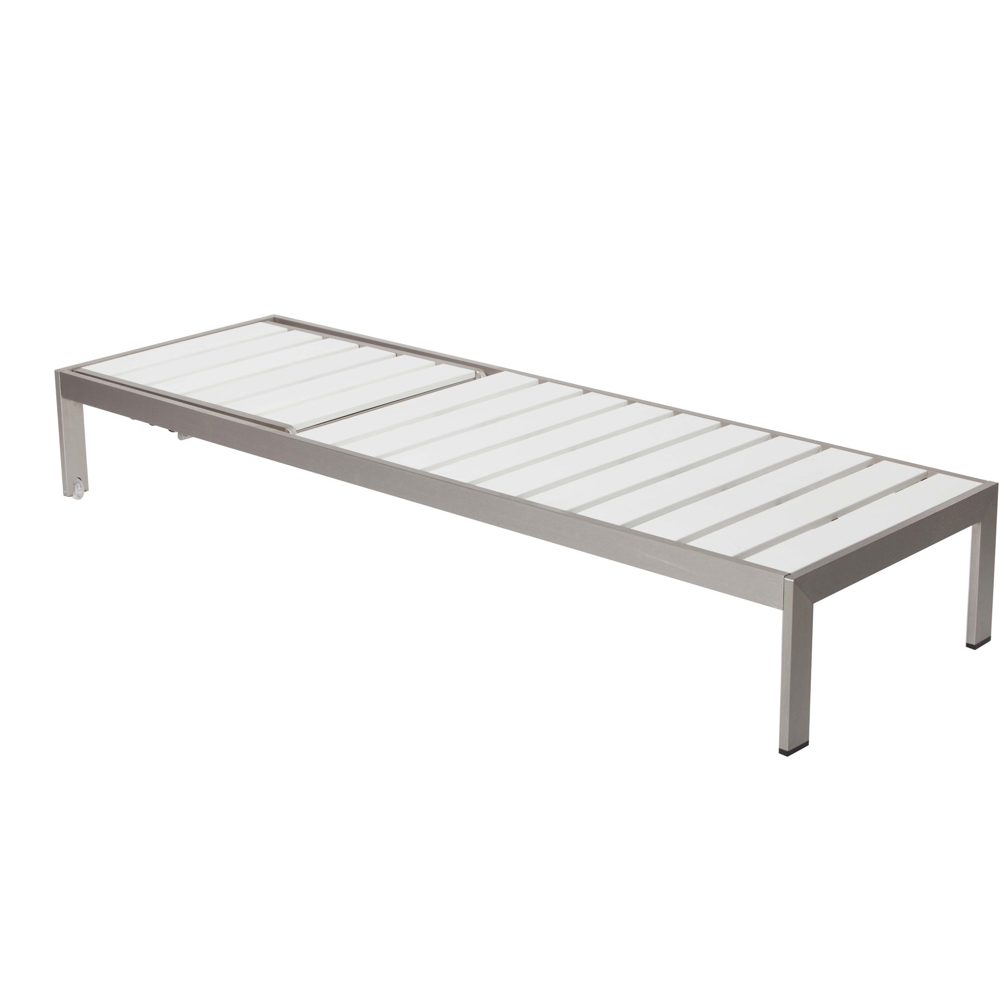 Aynura 26'' Outdoor Metal Chaise Lounge,  Silver Frame/White Seat