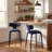 Upholstered Counter Stool with Metal Legs-120358057