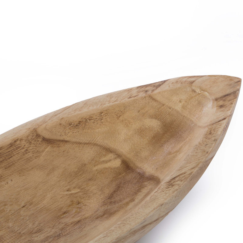 Assiette décorative ovale en bois de style maison de ferme en brun Paulsen, H 3,25 po x l 18 po x P 6,45 po