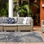 Tapis intérieur / extérieur bleu / gris / ivoire à motif floral Dowd-788062019
